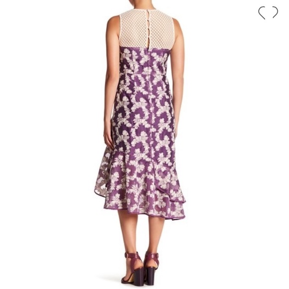 Nanette Lepore Purple Floral Lace Formal Midi Dress - Picture 4 of 8